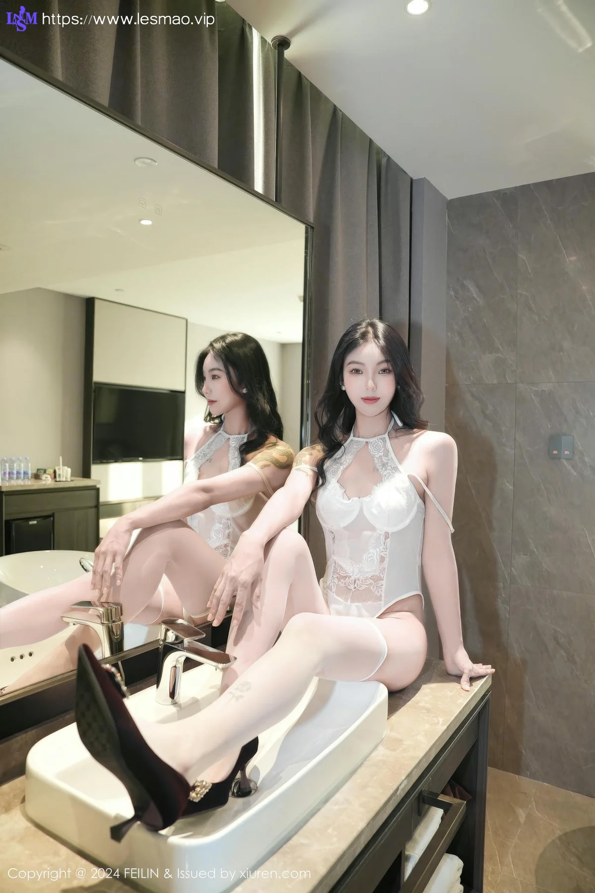 FeiLin 嗲囡囡 Vol.484  希恬儿 欧范白丝连体衣 - 28