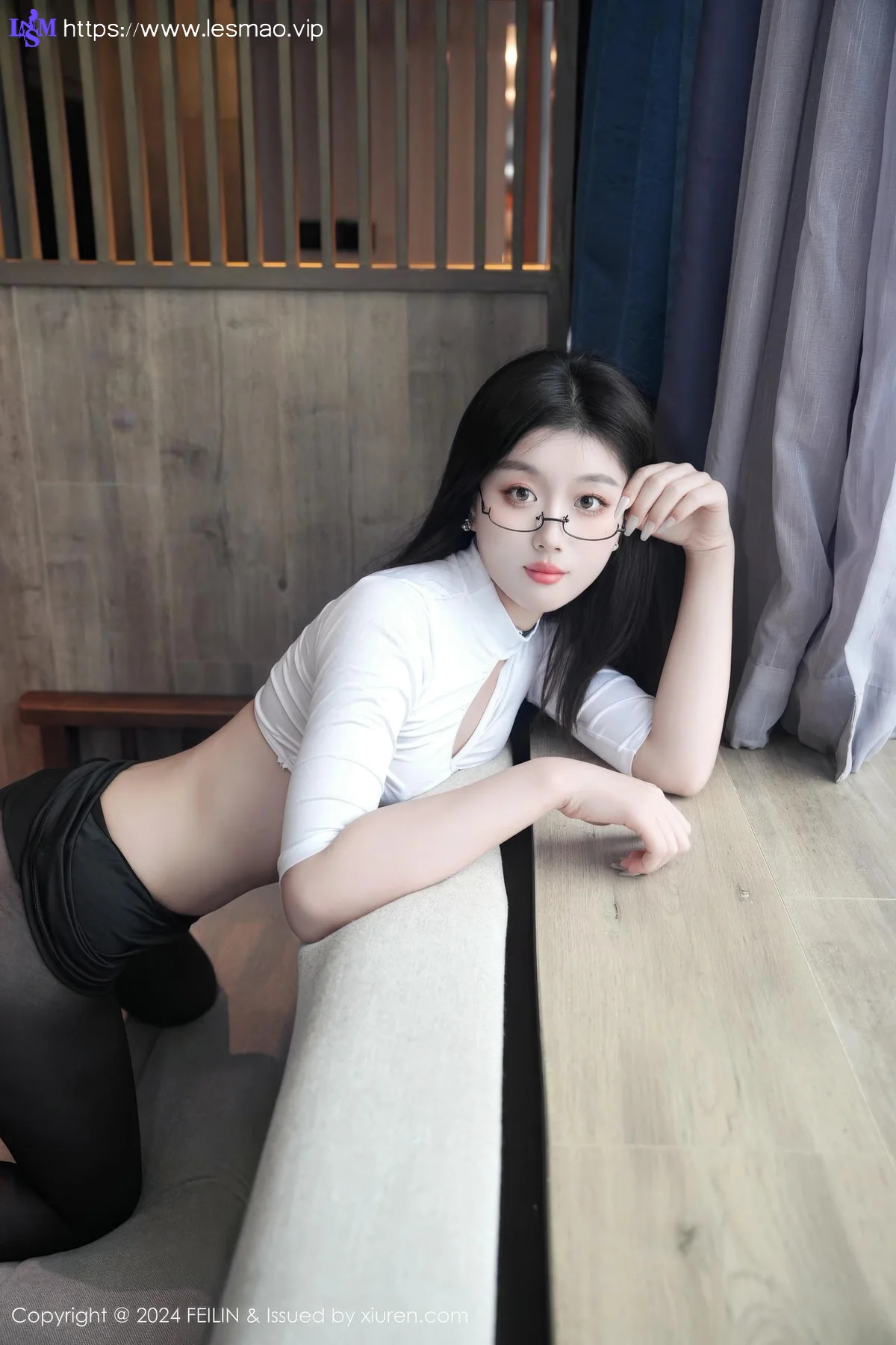 FeiLin 嗲囡囡 Vol.489  江念鱼 眼镜黑丝美女 - 28