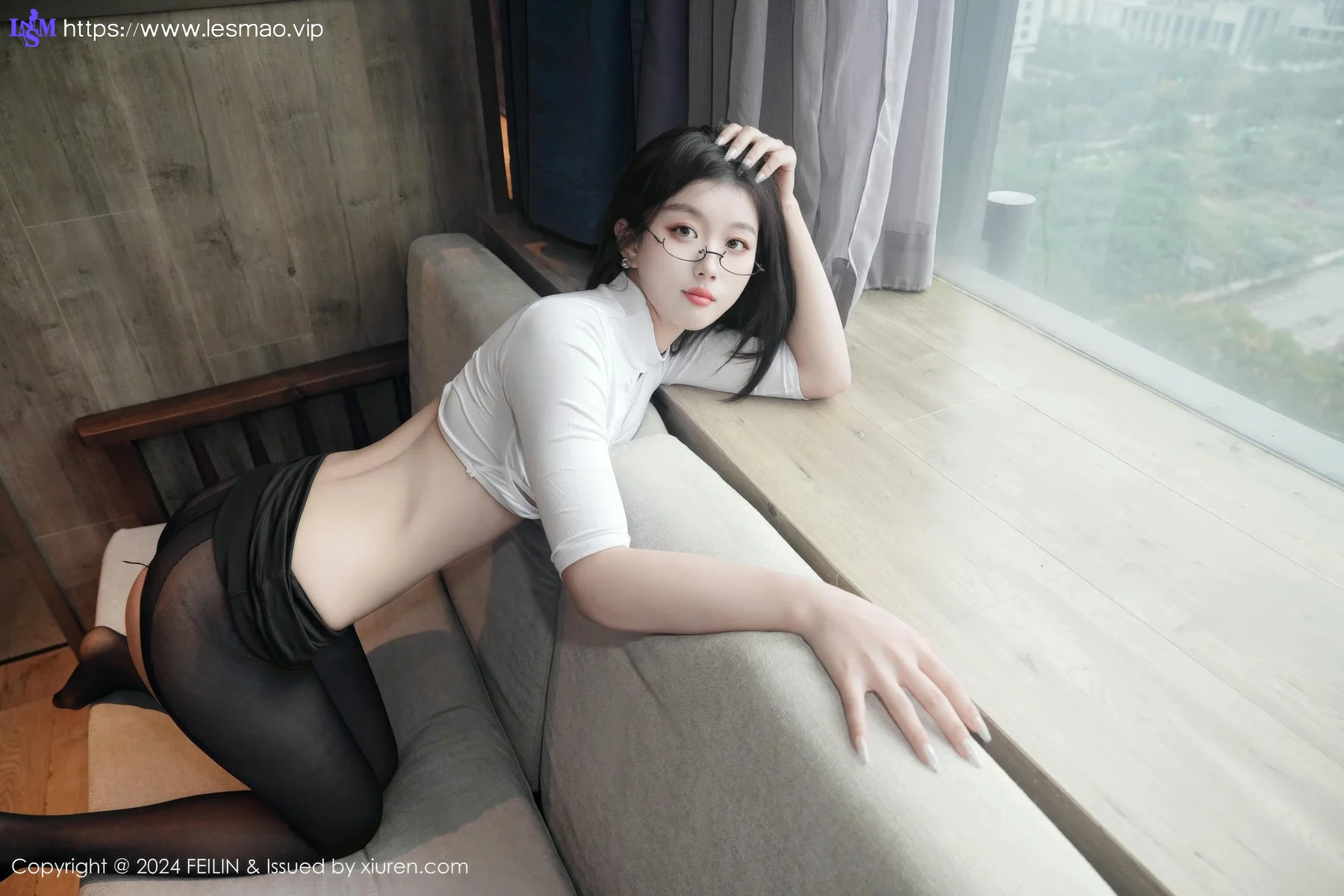 FeiLin 嗲囡囡 Vol.489  江念鱼 眼镜黑丝美女 - 38