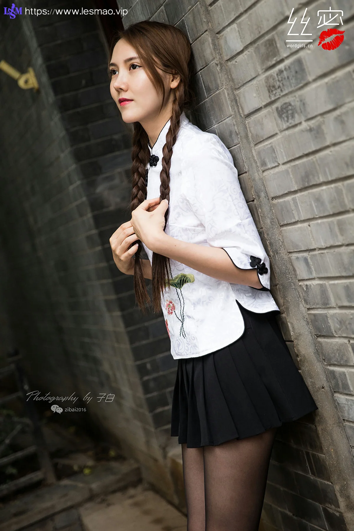 Goddes 头条女神 No.759 莎伦 胡同里的黑丝小妞马尾少女 - 12