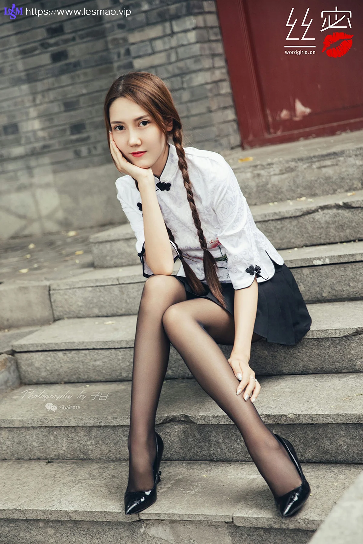 Goddes 头条女神 No.759 莎伦 胡同里的黑丝小妞马尾少女 - 17