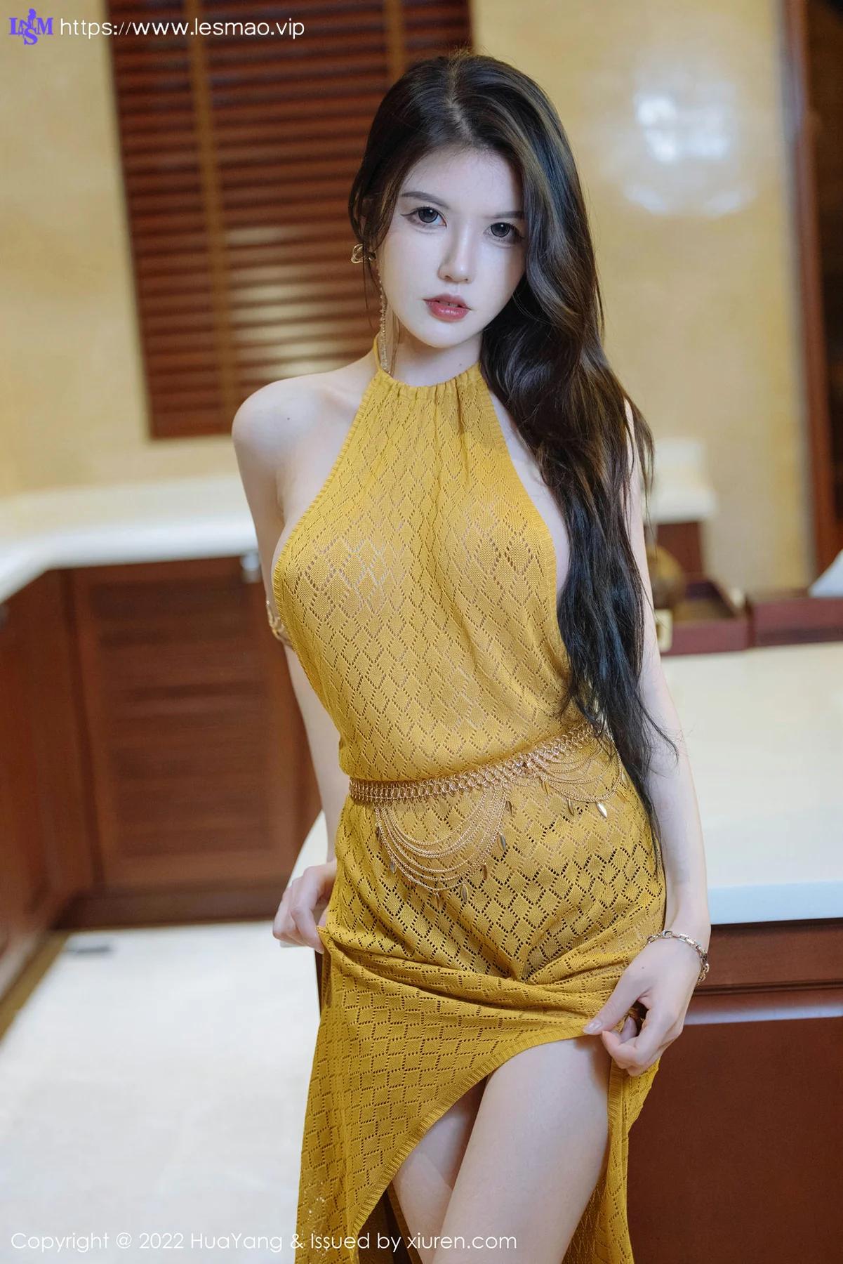 HuaYang 花漾show Vol.490 黄色轻透连衣裙 媛媛酱belle 珠三角旅... - 19