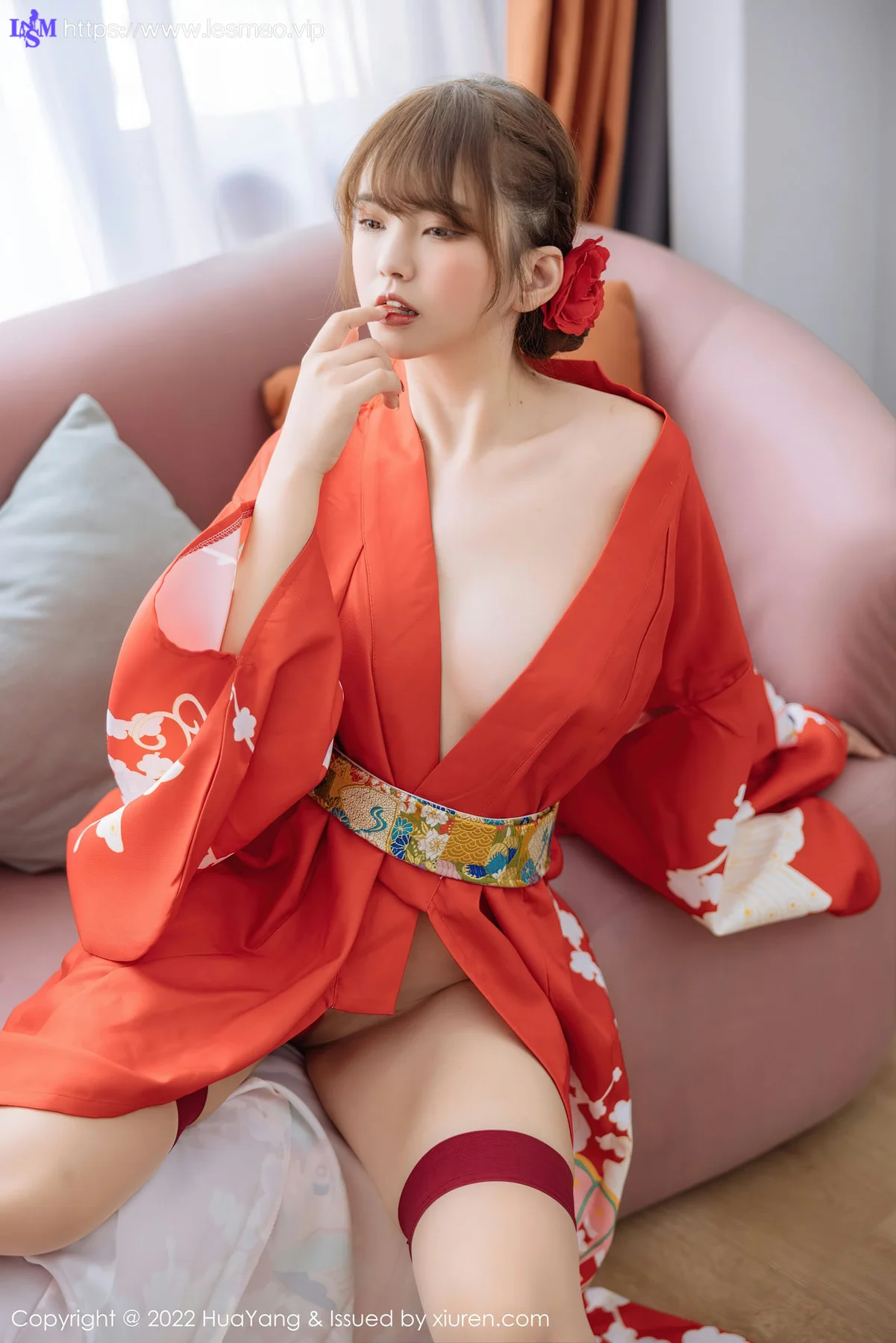 HuaYang 花漾show Vol.518 张思允Nice 红色和服西双版纳旅拍1 - 12