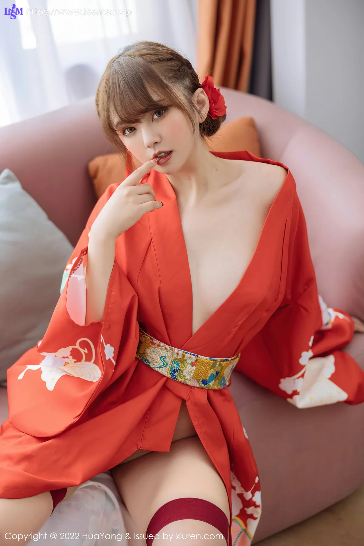 HuaYang 花漾show Vol.518 张思允Nice 红色和服西双版纳旅拍1 - 13