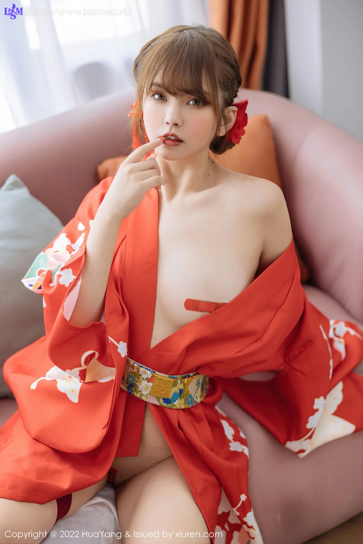 HuaYang 花漾show Vol.518 张思允Nice 红色和服西双版纳旅拍1 - 14