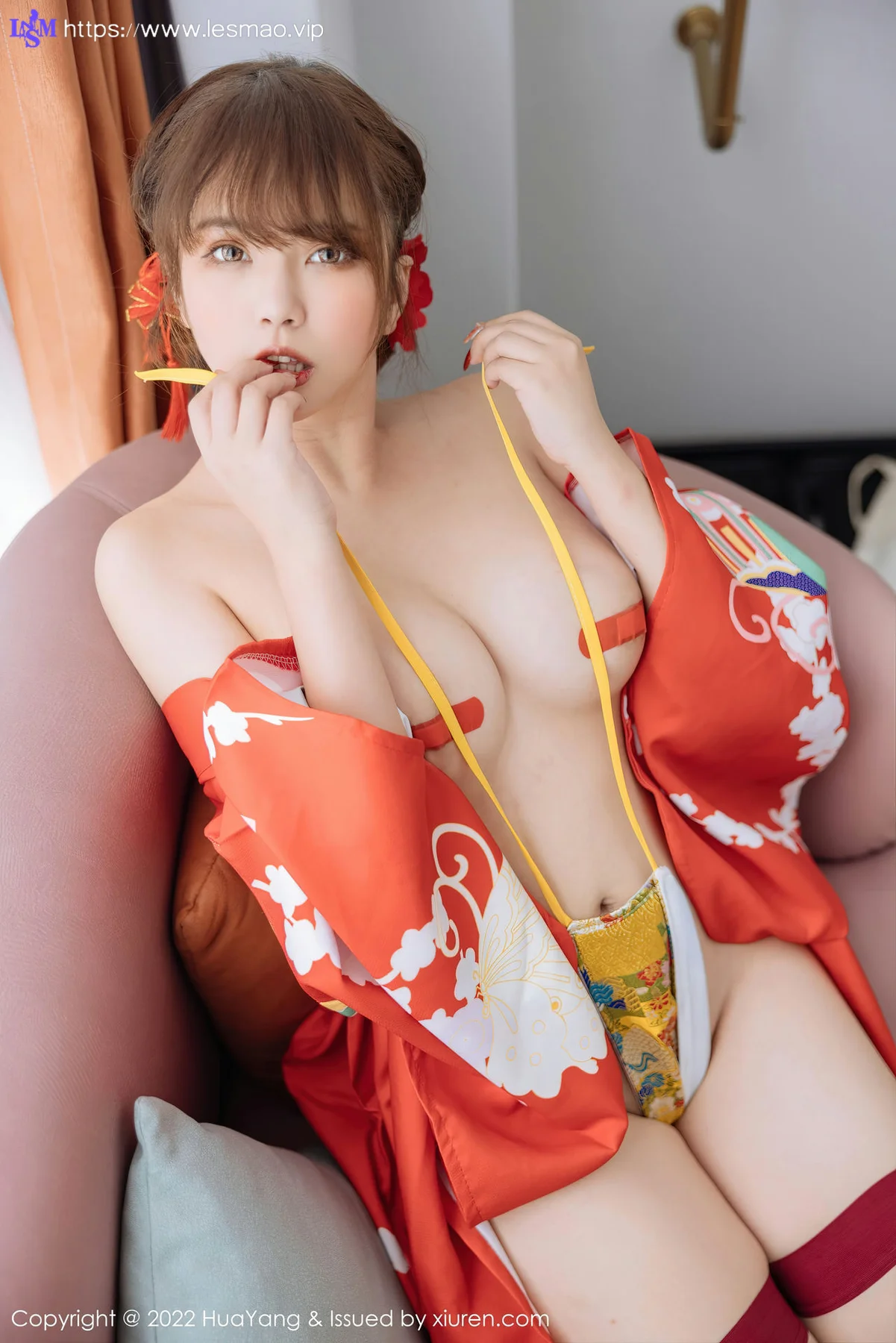 HuaYang 花漾show Vol.518 张思允Nice 红色和服西双版纳旅拍1 - 48