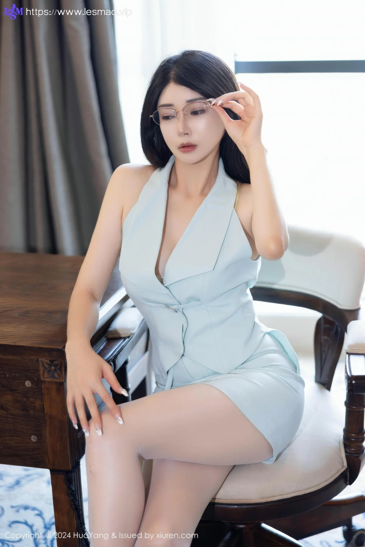 HuaYang 花漾show Vol.608 凯竹Quinn浅蓝色连衣短裙 - 12