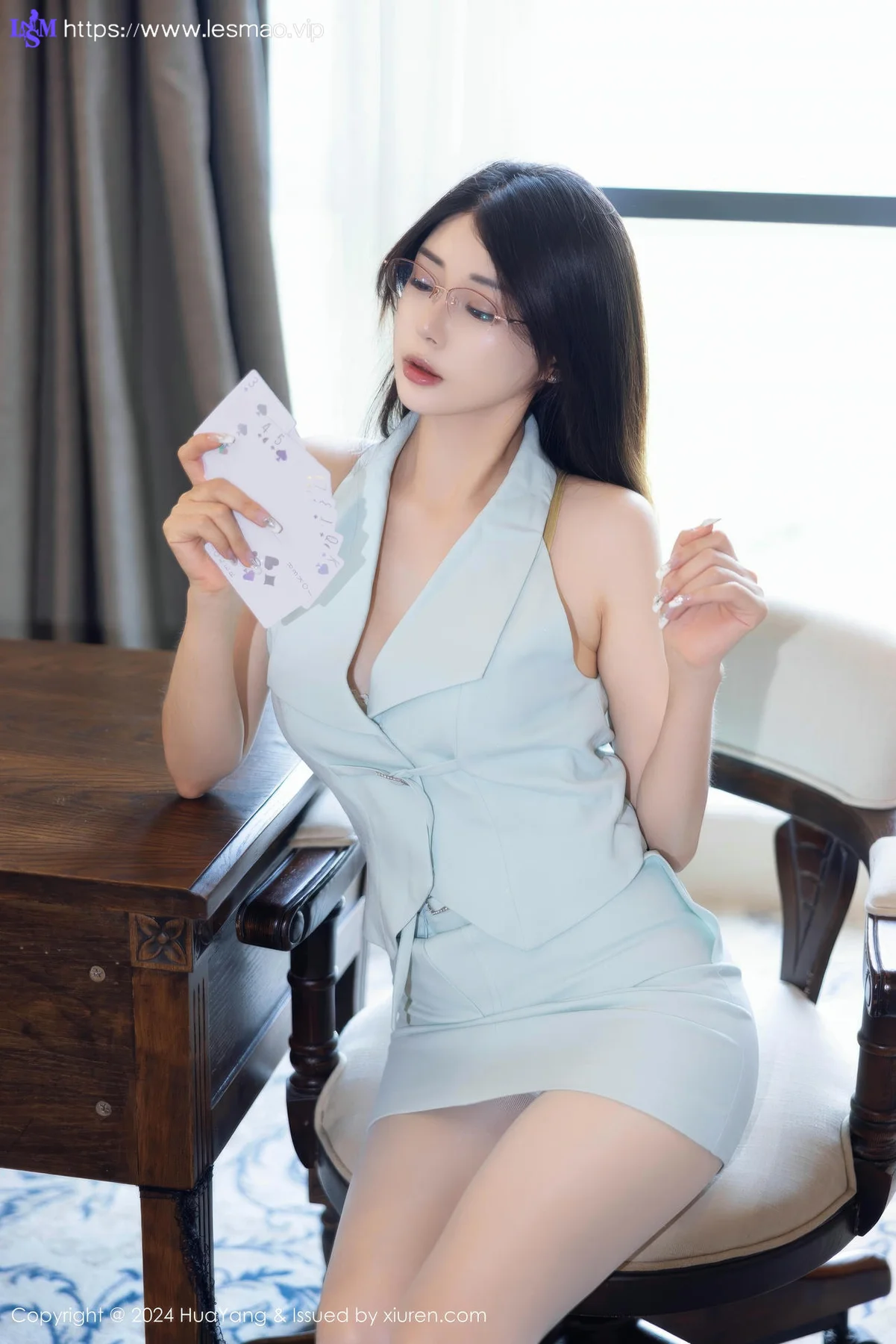 HuaYang 花漾show Vol.608 凯竹Quinn浅蓝色连衣短裙 - 18