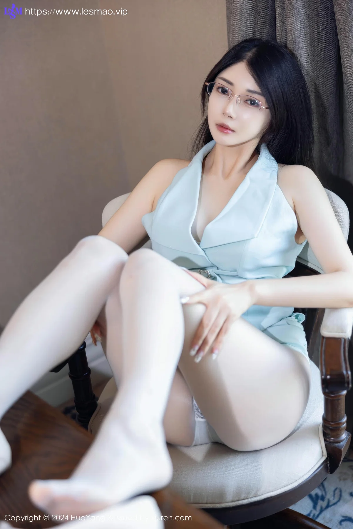 HuaYang 花漾show Vol.608 凯竹Quinn浅蓝色连衣短裙 - 32