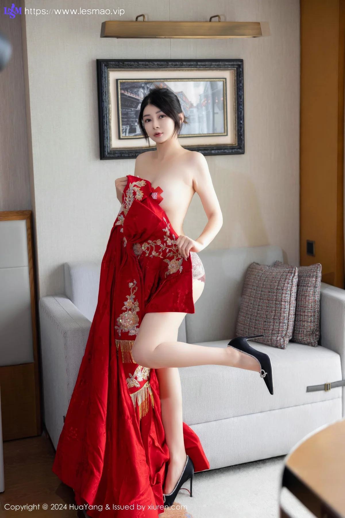 HuaYang 花漾show Vol.623 凯竹Quinn 魅惑肉丝乳贴婚服 - 22