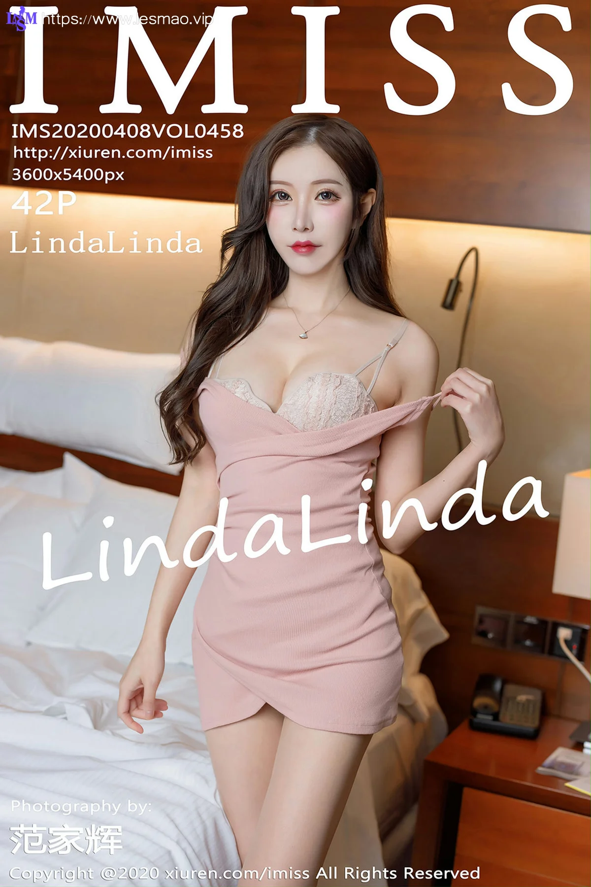 IMiss 爱蜜社 Vol.458 粉色吊裙 indaLinda 朦胧丝袜最新性感写真 - 43
