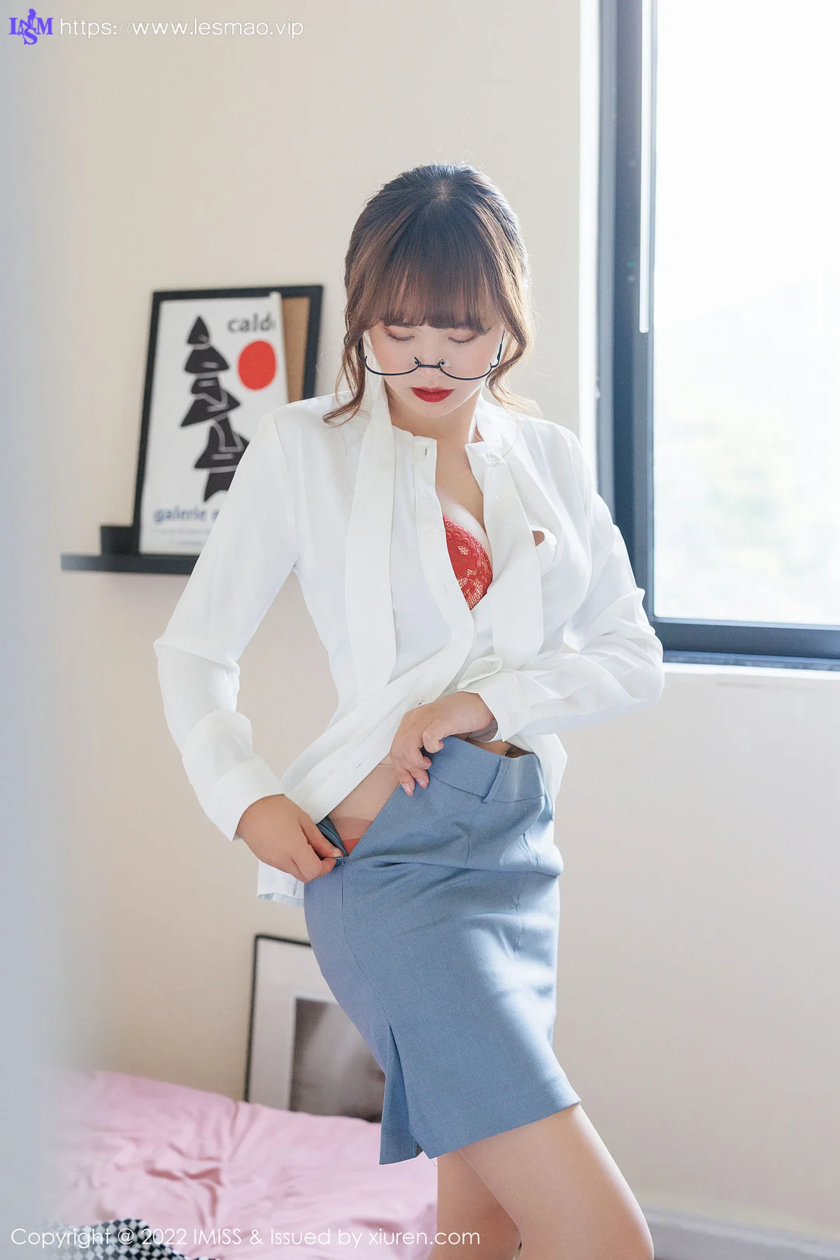 IMiss 爱蜜社 Vol.658 新人模特 张思允Nice 红色蕾丝内衣写真11 - 26