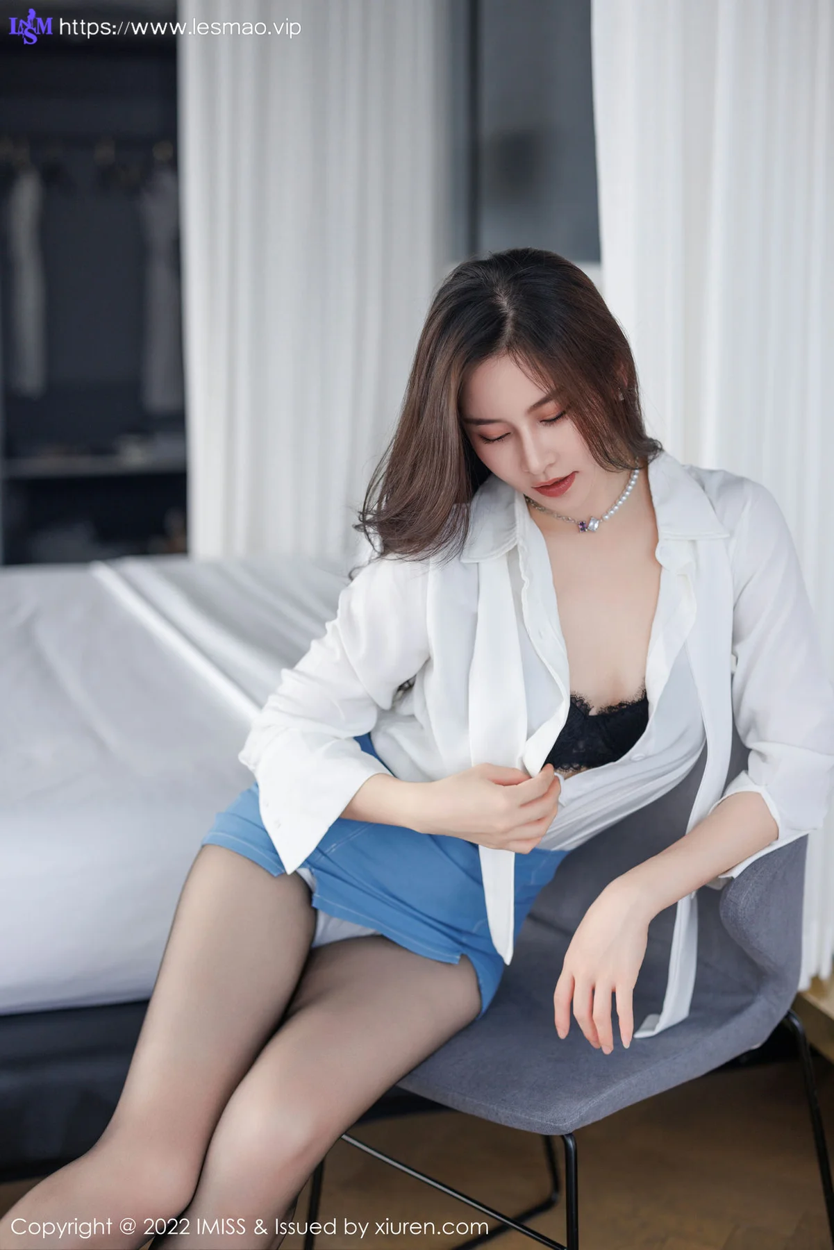 IMiss 爱蜜社 Vol.700 Vanessa 黑色蕾丝内衣性感写真 - 27