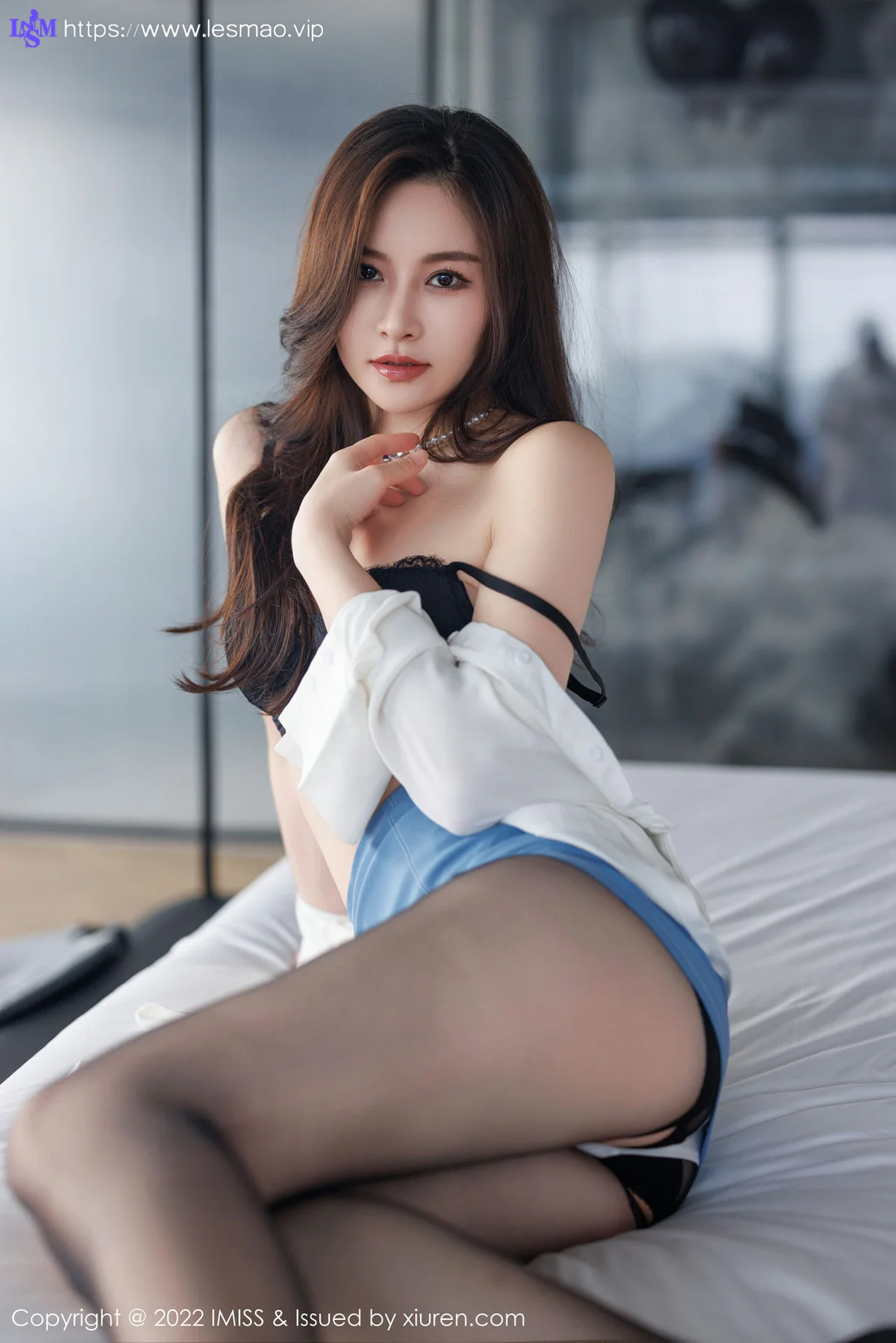 IMiss 爱蜜社 Vol.700 Vanessa 黑色蕾丝内衣性感写真 - 39