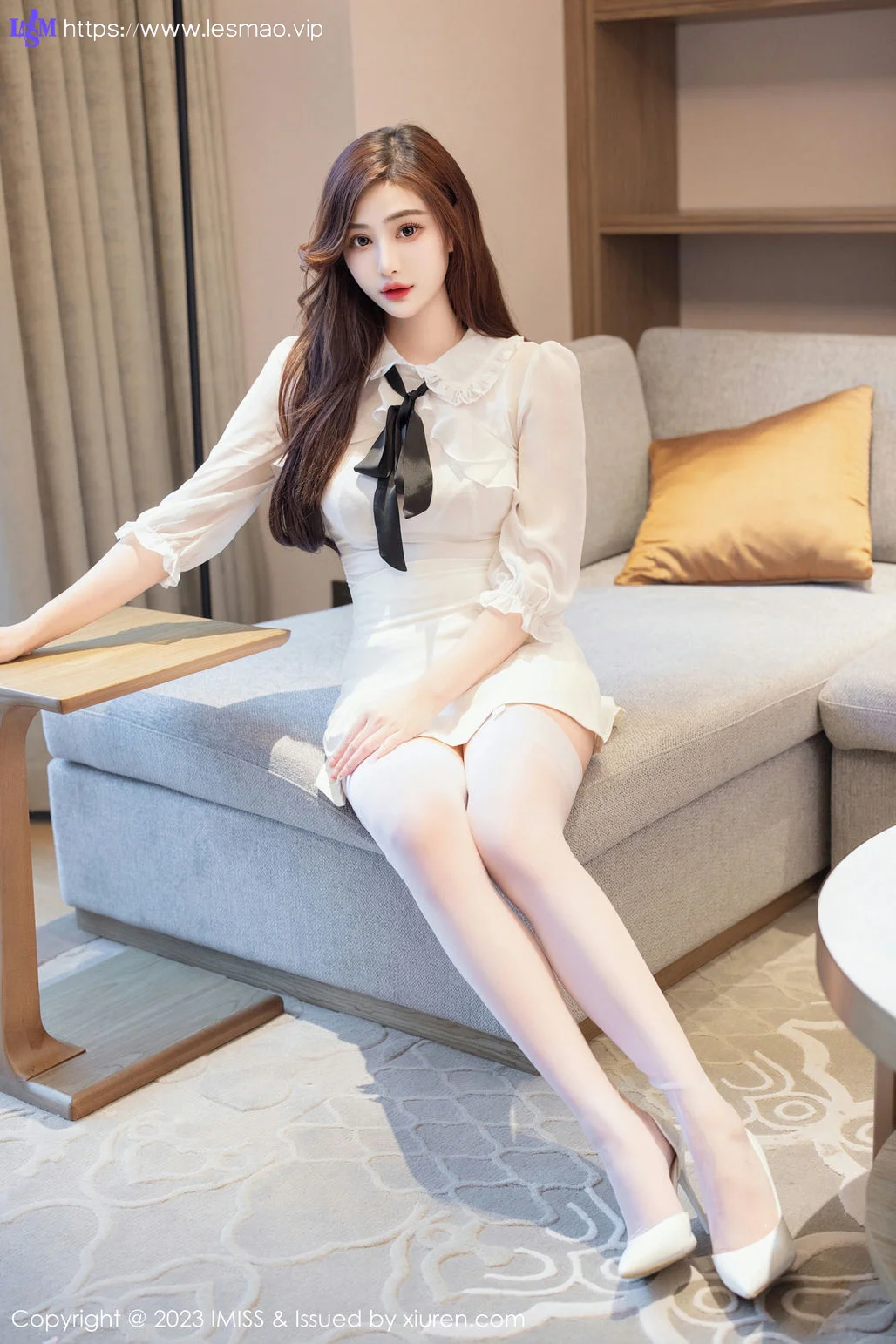 IMiss 爱蜜社 Vol.712 Lavinia肉肉 白色蕾丝内衣写真 - 1