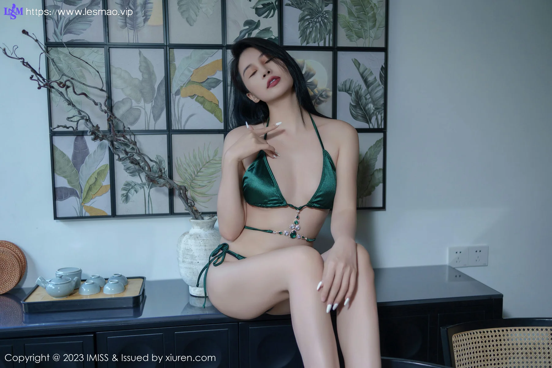 IMiss 爱蜜社 Vol.757 Jermy 红绿两套内衣性感写真 - 34