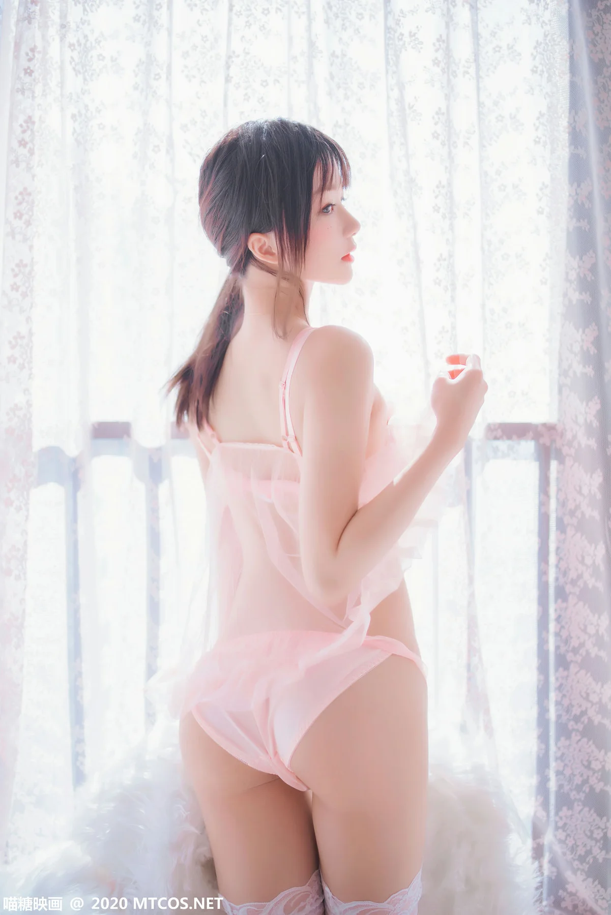 MTYH 喵糖映画 Vol.189  粉系轻纱 马尾少女 - 12