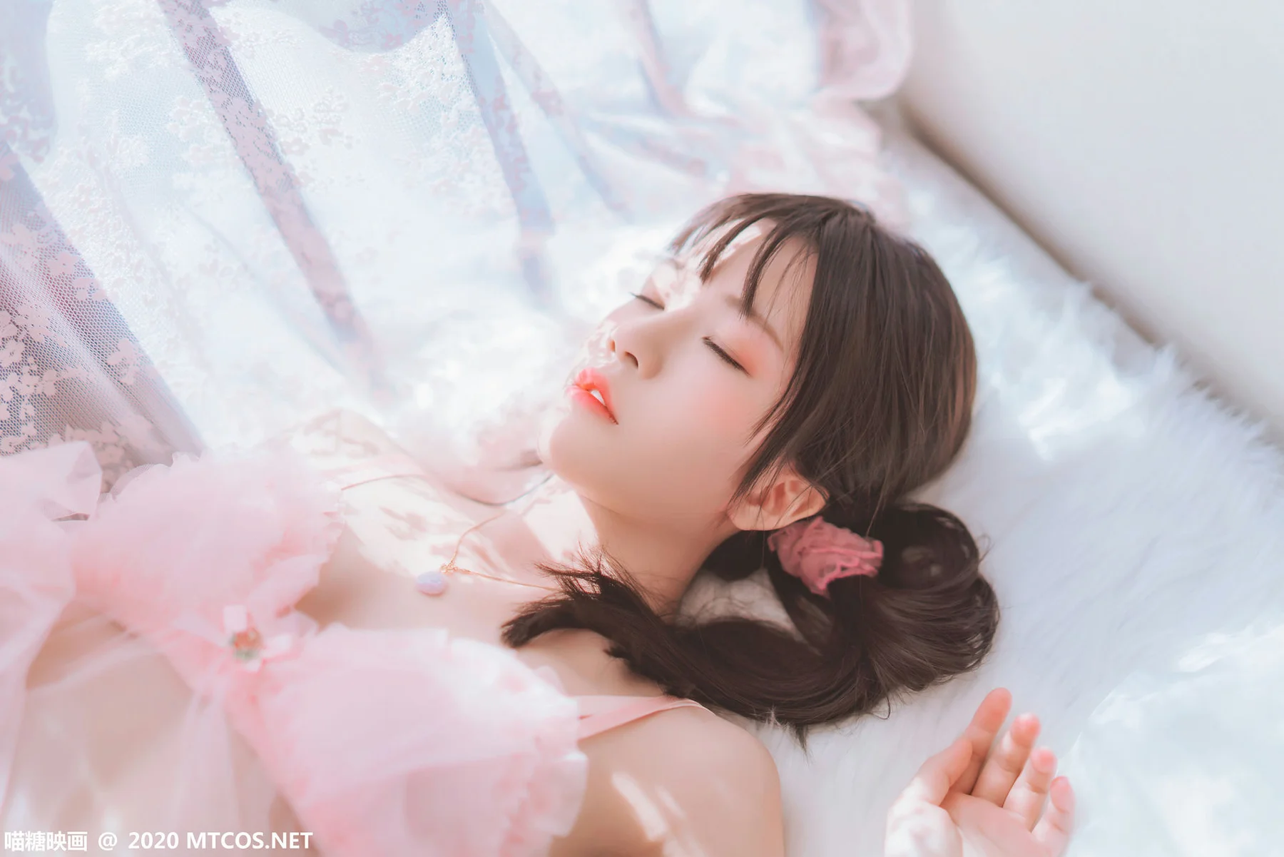 MTYH 喵糖映画 Vol.189  粉系轻纱 马尾少女 - 19