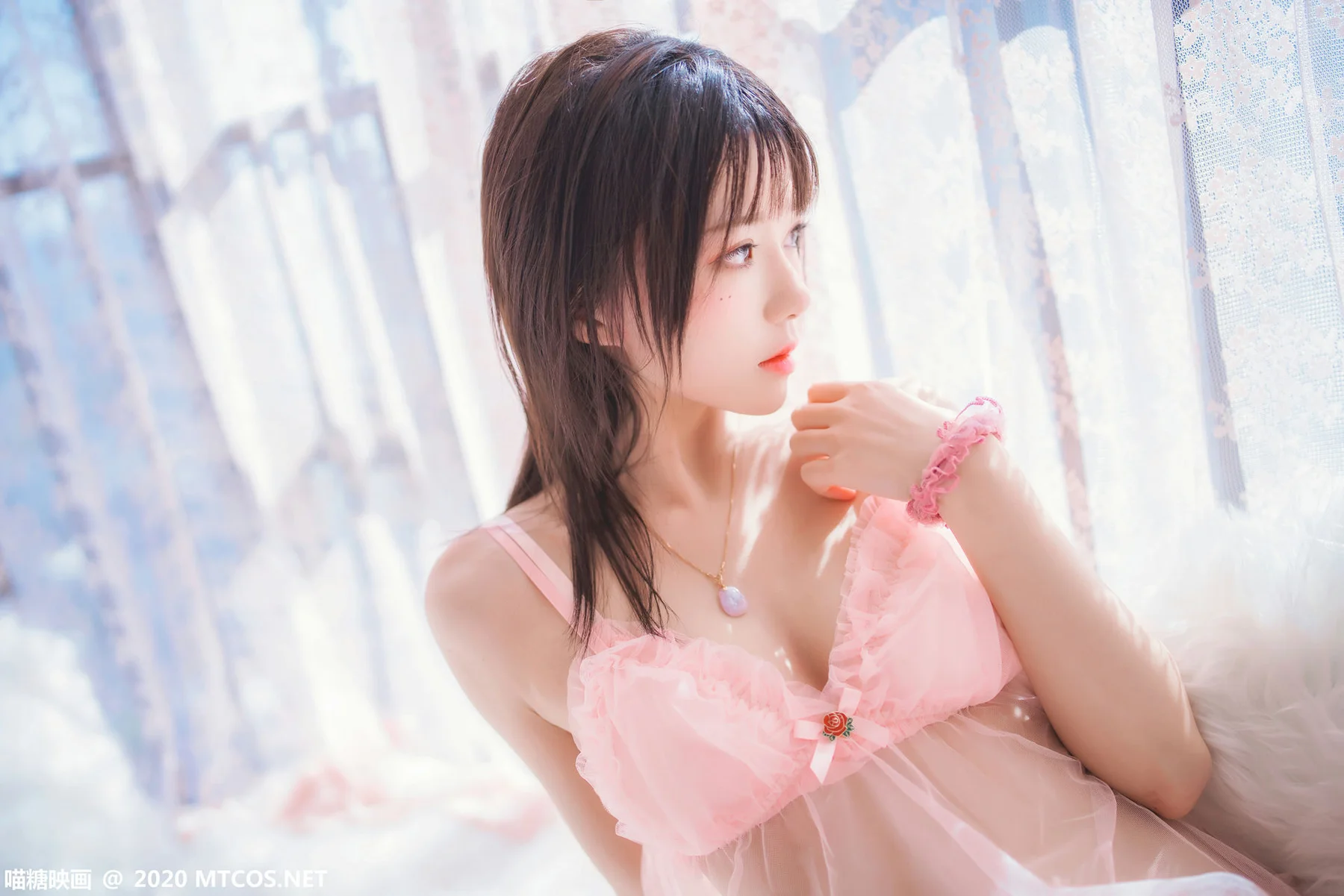 MTYH 喵糖映画 Vol.189  粉系轻纱 马尾少女 - 27