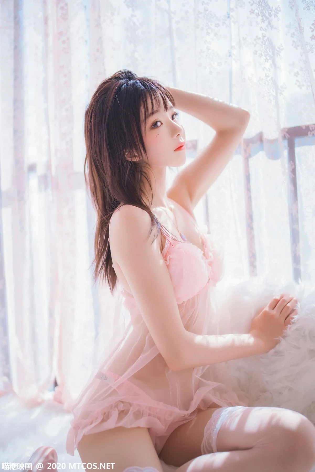 MTYH 喵糖映画 Vol.189  粉系轻纱 马尾少女 - 28