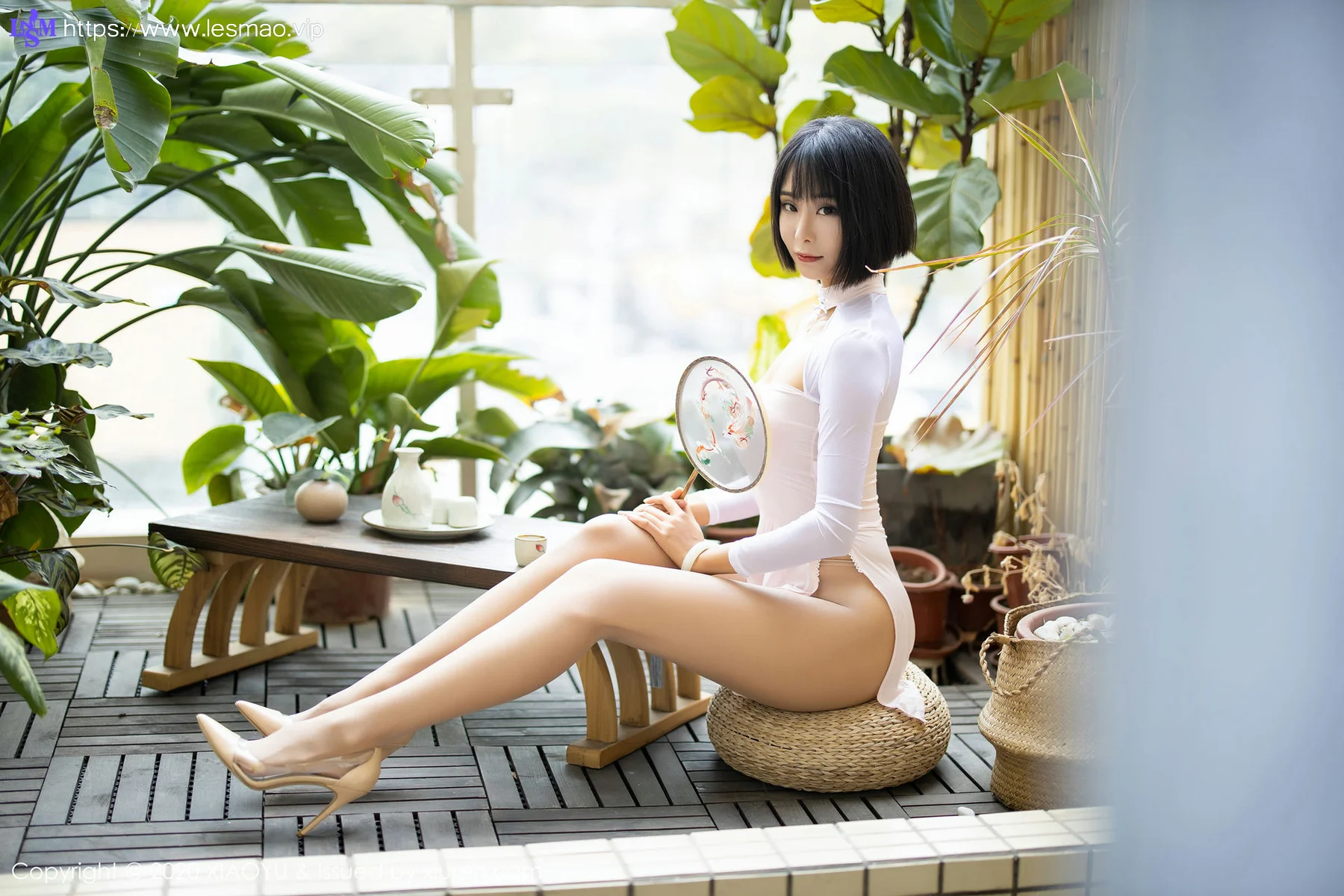 XIAOYU  语画界 Vol.269 扇子与朦胧丝袜 蓝夏Akasha 第二套性感... - 7