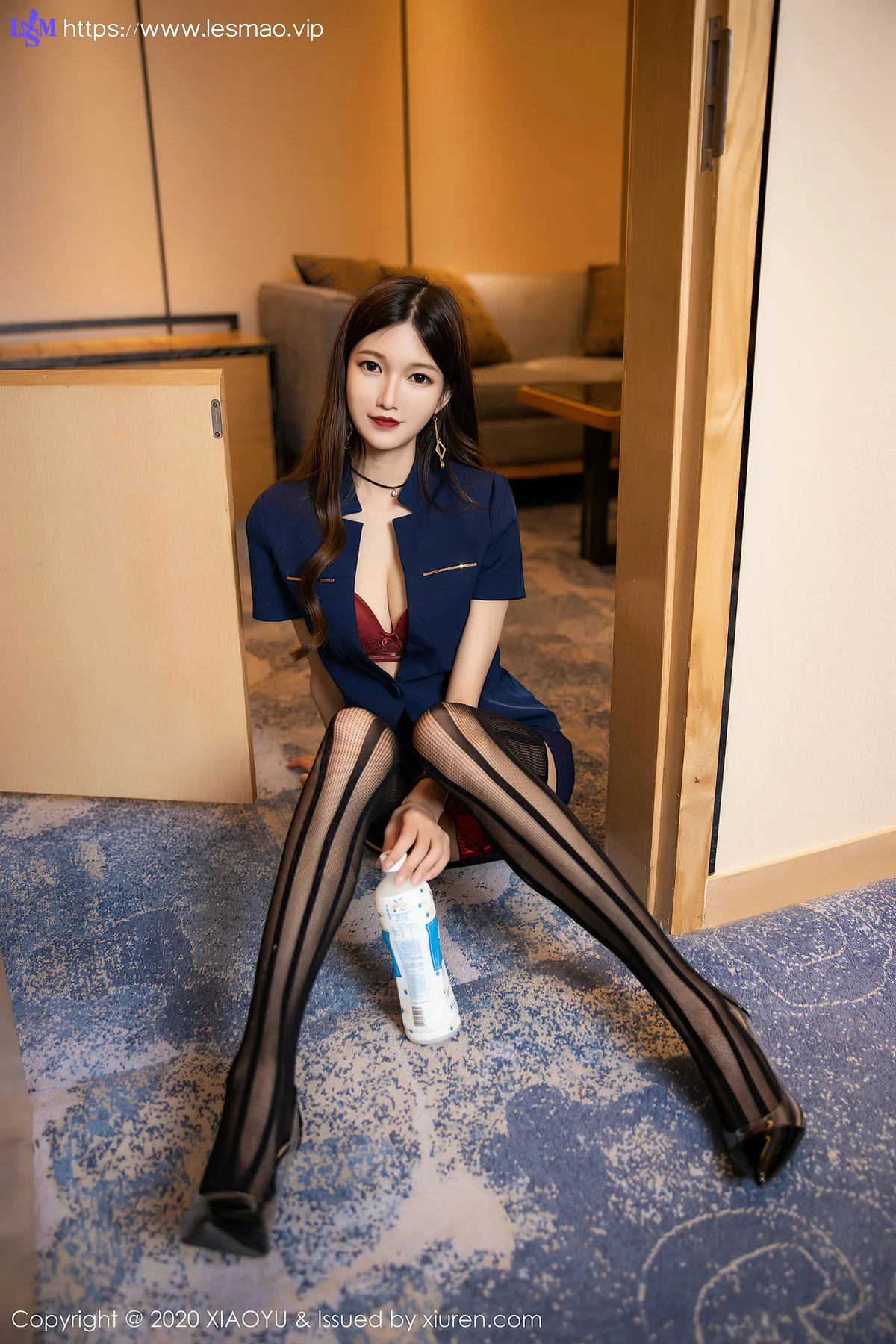XIAOYU  语画界 Vol.386 程程程 条纹黑丝吊袜 - 16