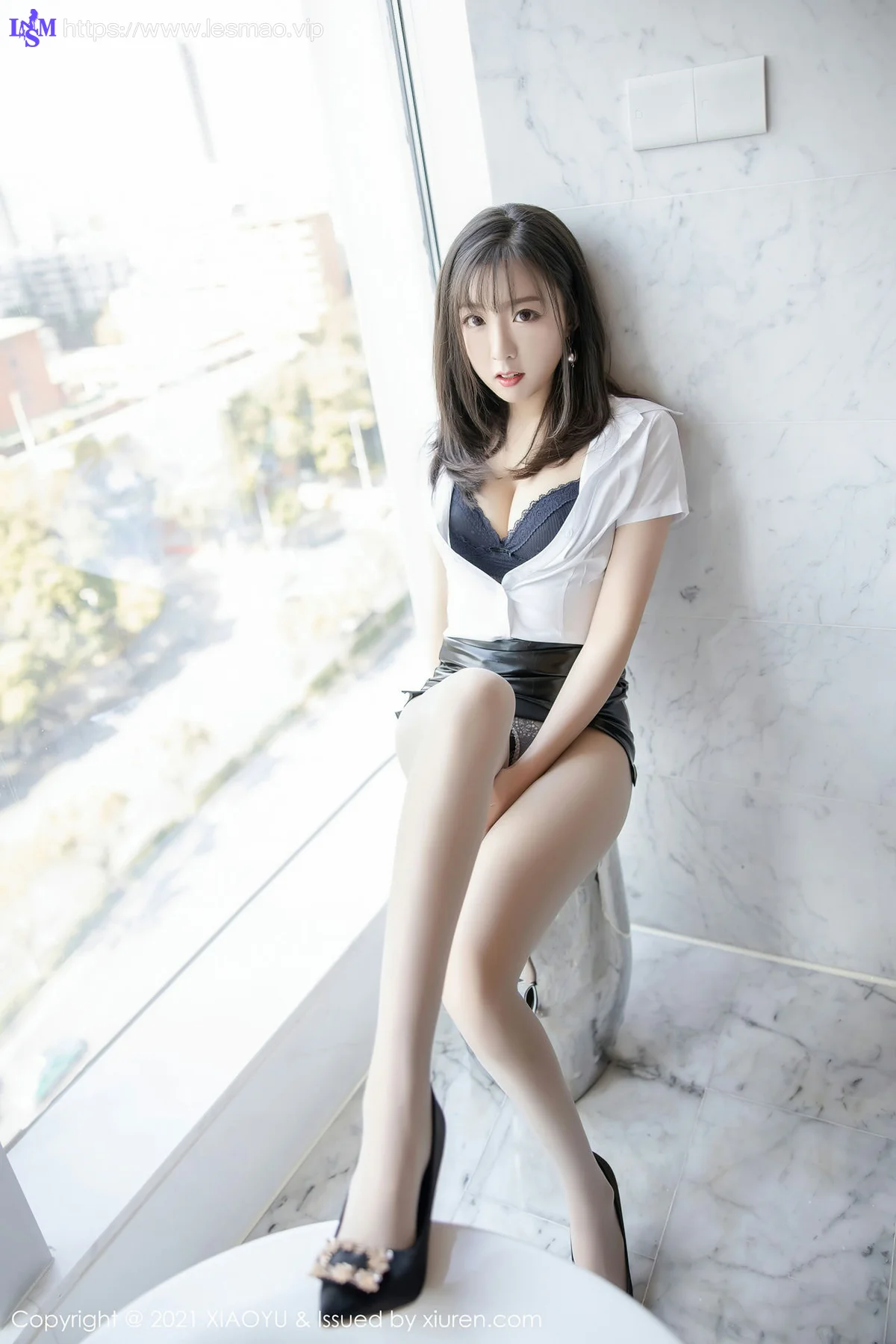 XIAOYU  语画界 Vol.470 性感皮裙 蜜桃酱o 新人模特白衬衫 - 44
