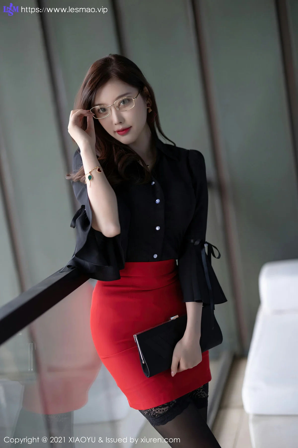 XIAOYU  语画界 Vol.523 秘书眼镜OL 杨晨晨sugar 蕾丝吊袜青岛旅... - 50