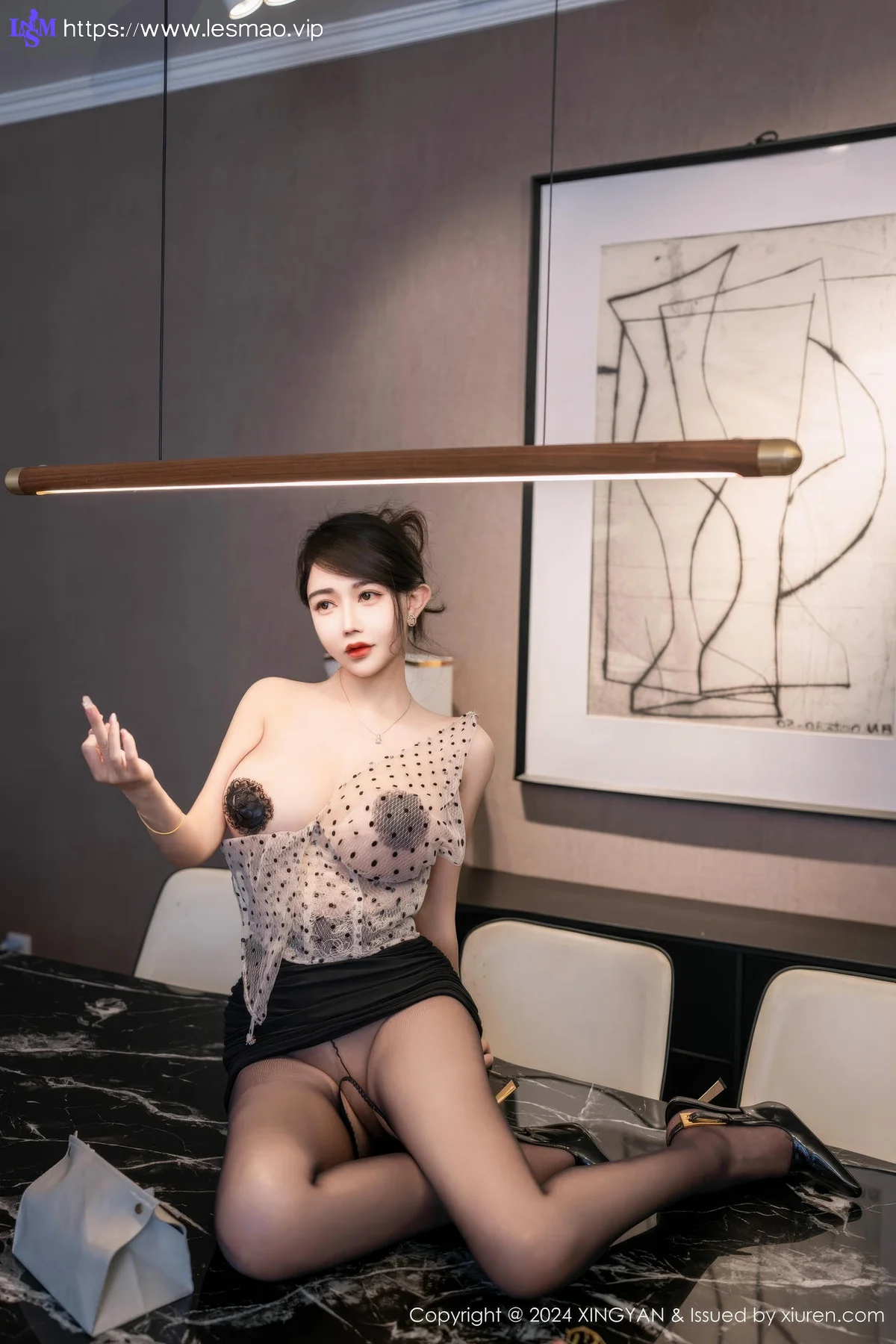 XINGYAN 星颜社 Vol.275 李若汐ci 黑白色波点服饰 - 45