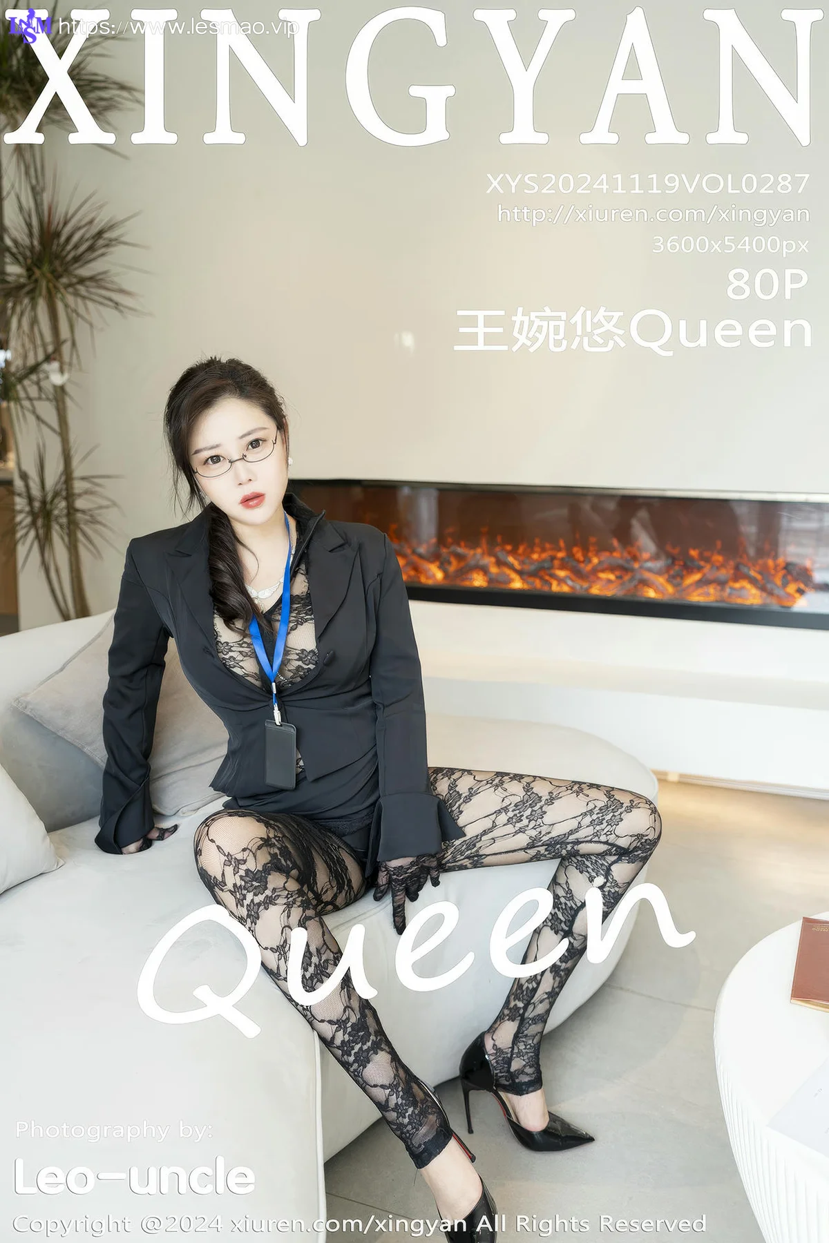 XINGYAN 星颜社 Vol.287 王婉悠Queen 黑蕾丝连体丝袜 - 81