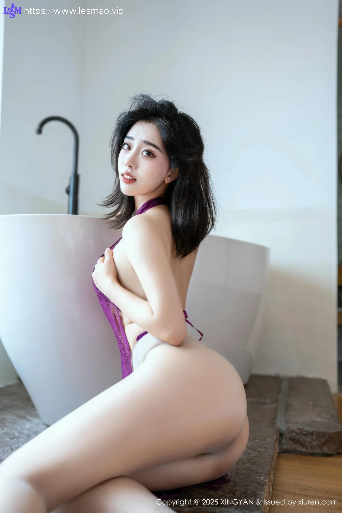 XINGYAN 星颜社 Vol.389 阮福福 紫色蕾丝情趣内衣 - 45
