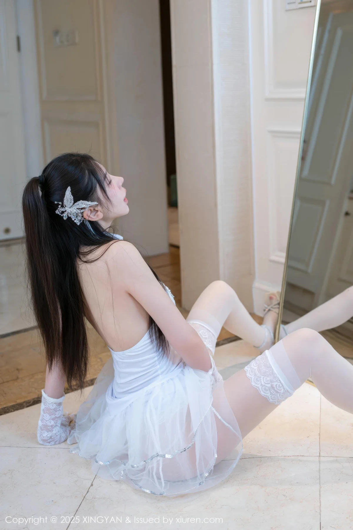 XINGYAN 星颜社 Vol.402 李丽莎 白色蕾丝露肩长裙 - 18