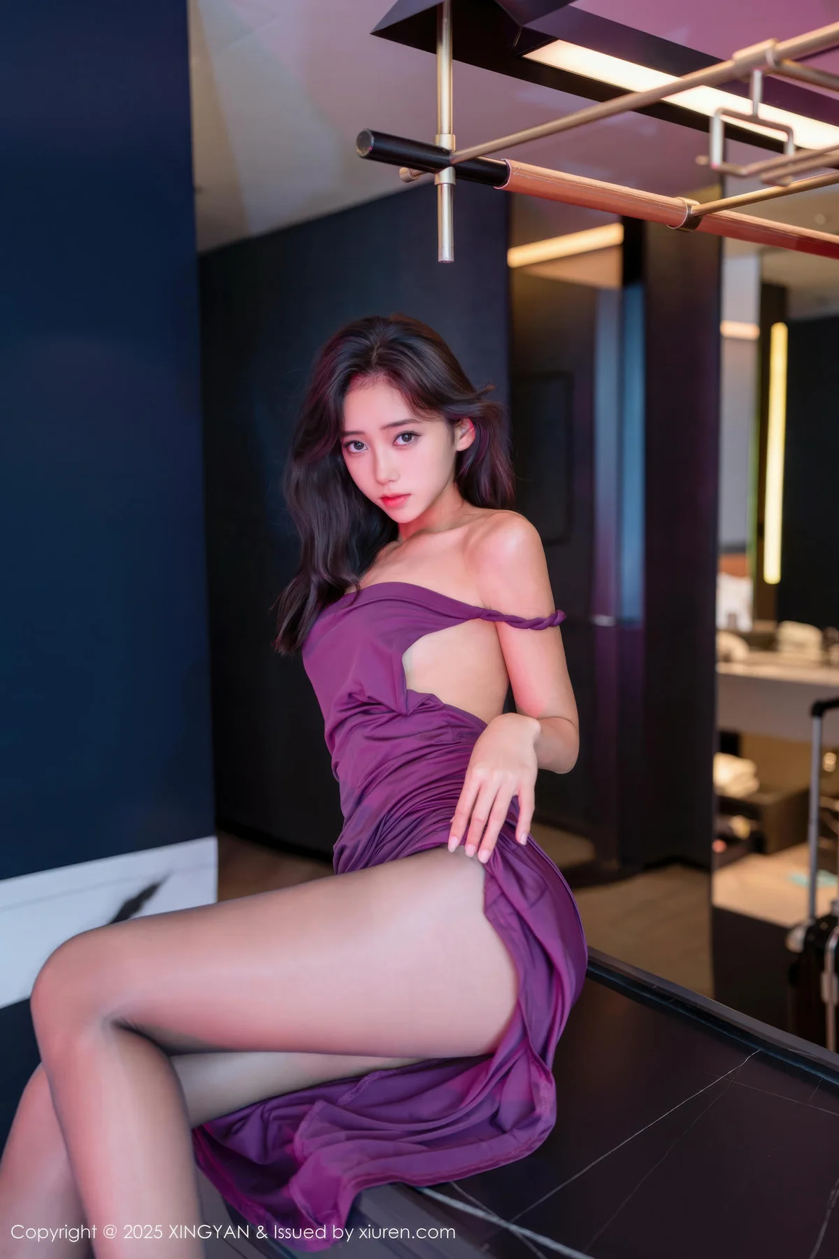 XINGYAN 星颜社 Vol.407 时安安 紫色连衣裙美腿 - 9