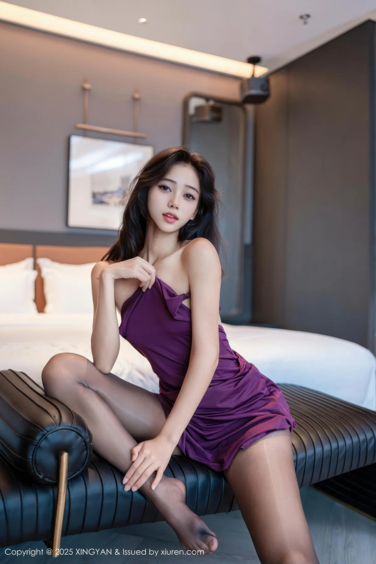 XINGYAN 星颜社 Vol.407 时安安 紫色连衣裙美腿 - 58
