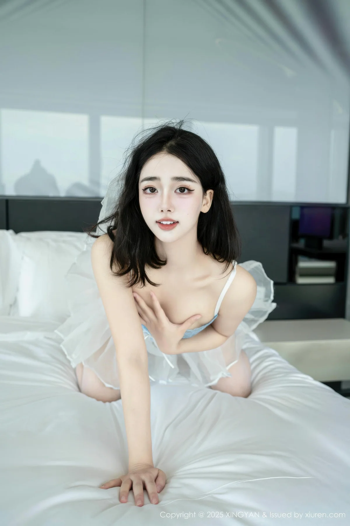 XINGYAN 星颜社 Vol.410 阮福福 白丝吊袜连衣短裙 - 20