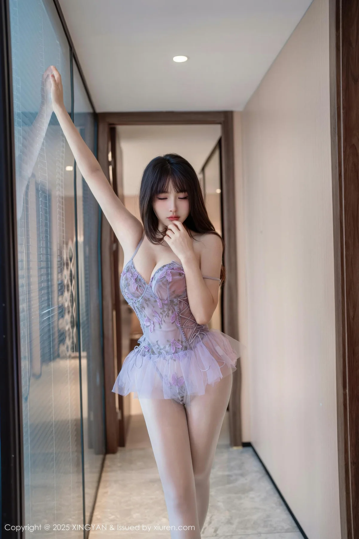 XINGYAN 星颜社 Vol.413 沈南汐RuRu 白丝紫色连衣短裙 - 5