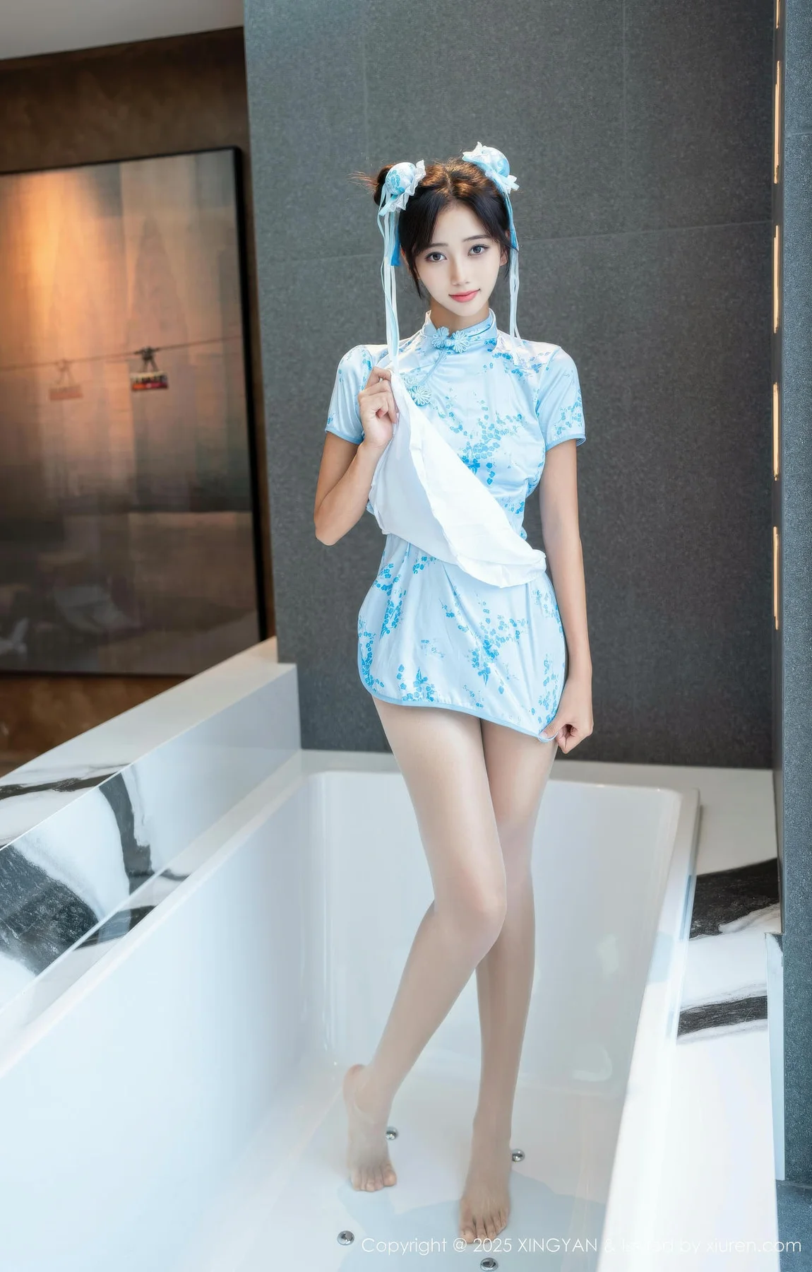 XINGYAN 星颜社 Vol.414 时安安 萝莉蓝色旗袍 - 4