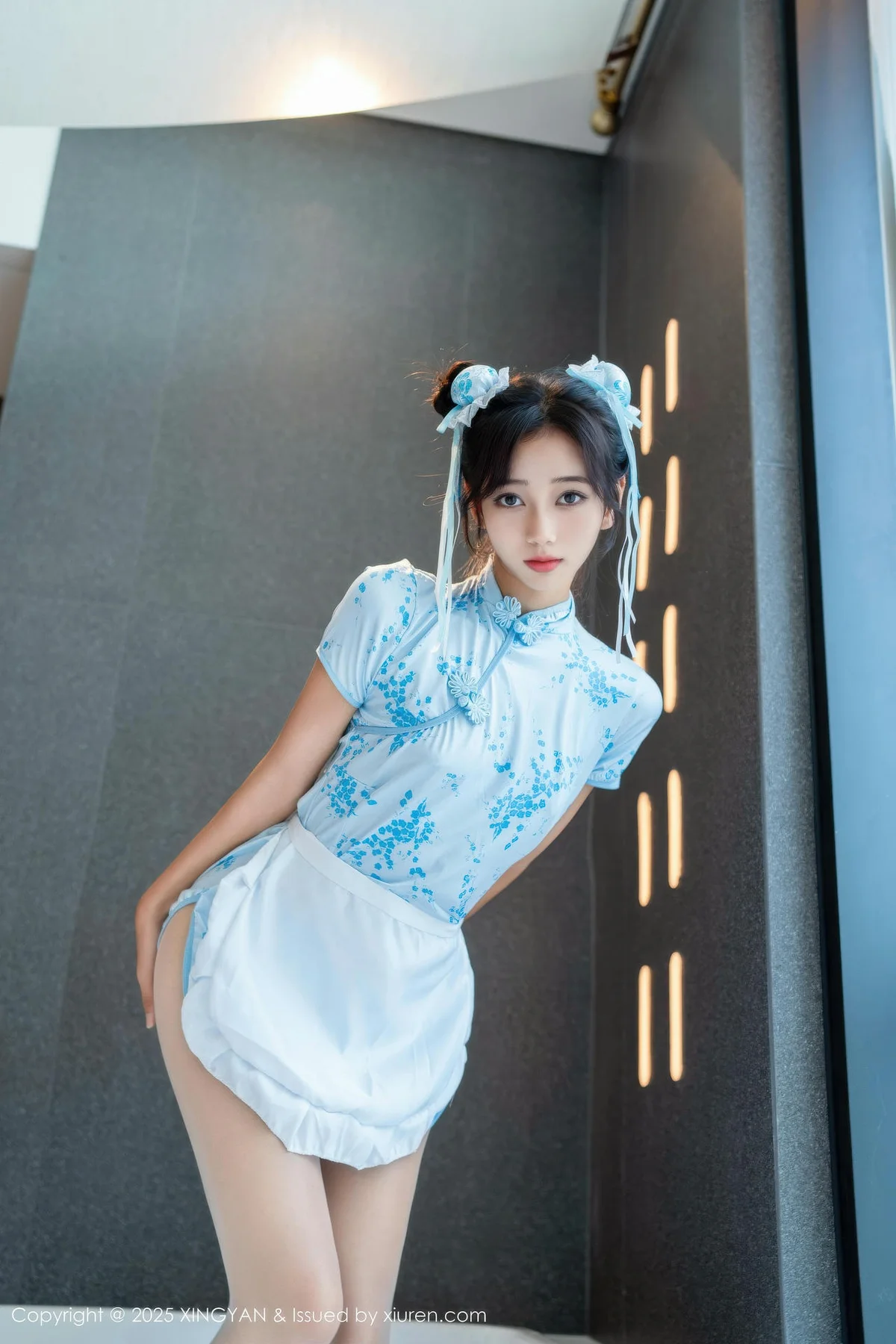 XINGYAN 星颜社 Vol.414 时安安 萝莉蓝色旗袍 - 16
