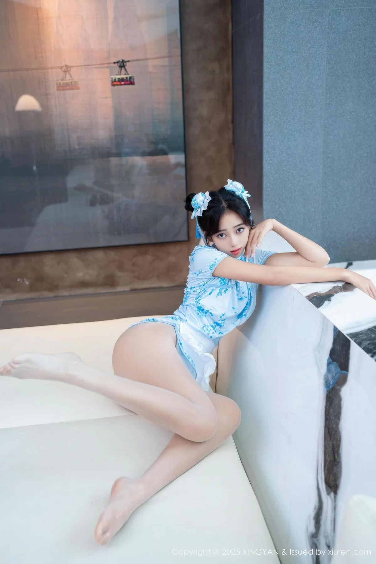 XINGYAN 星颜社 Vol.414 时安安 萝莉蓝色旗袍 - 20