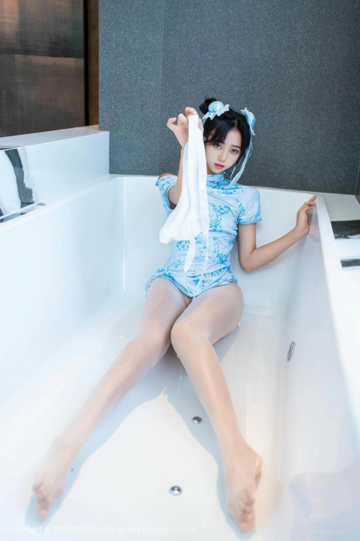 XINGYAN 星颜社 Vol.414 时安安 萝莉蓝色旗袍 - 35