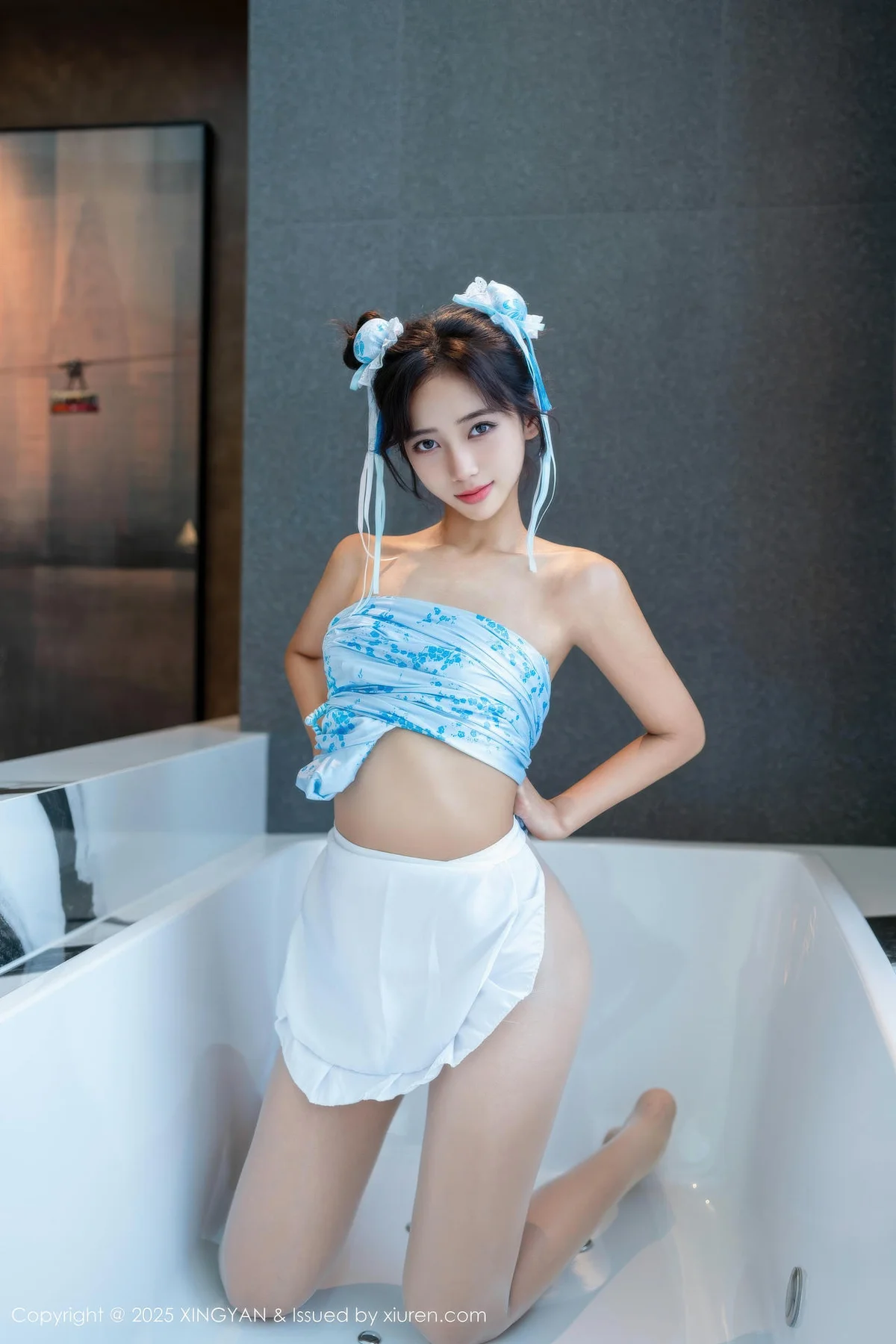 XINGYAN 星颜社 Vol.414 时安安 萝莉蓝色旗袍 - 46