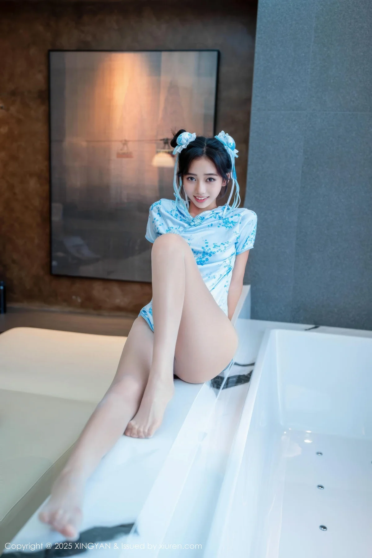 XINGYAN 星颜社 Vol.414 时安安 萝莉蓝色旗袍 - 67