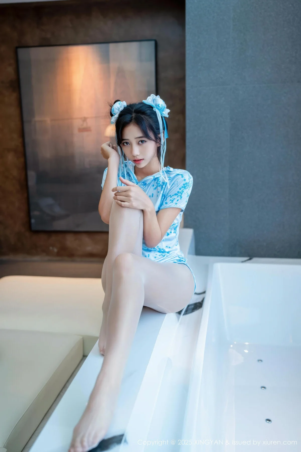 XINGYAN 星颜社 Vol.414 时安安 萝莉蓝色旗袍 - 68