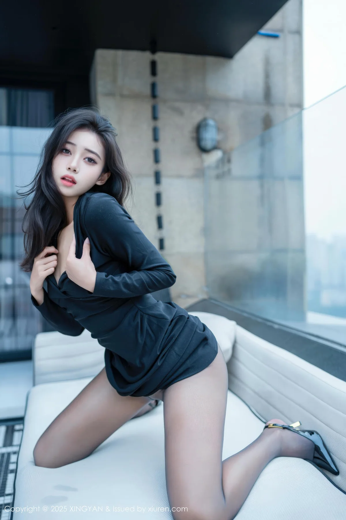 XINGYAN 星颜社 Vol.426 时安安 黑色连衣裙黑丝美女 - 43