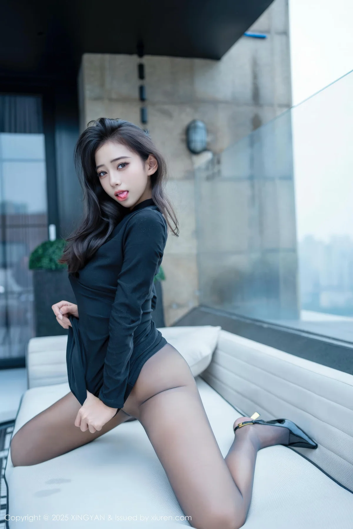 XINGYAN 星颜社 Vol.426 时安安 黑色连衣裙黑丝美女 - 47