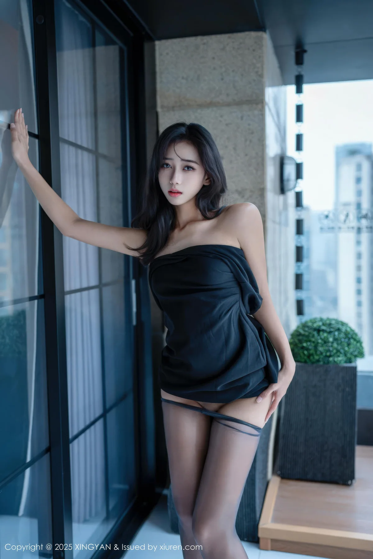 XINGYAN 星颜社 Vol.426 时安安 黑色连衣裙黑丝美女 - 64