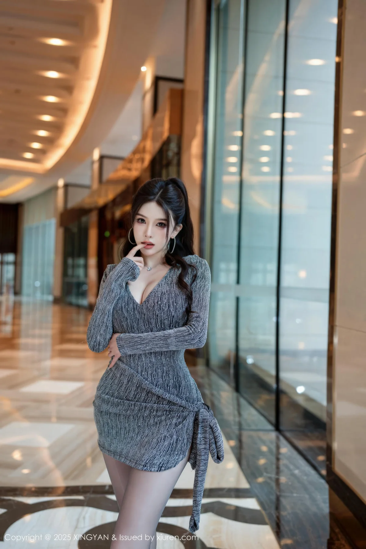XINGYAN 星颜社 Vol.427 李丽莎 灰色连衣短裙 - 1
