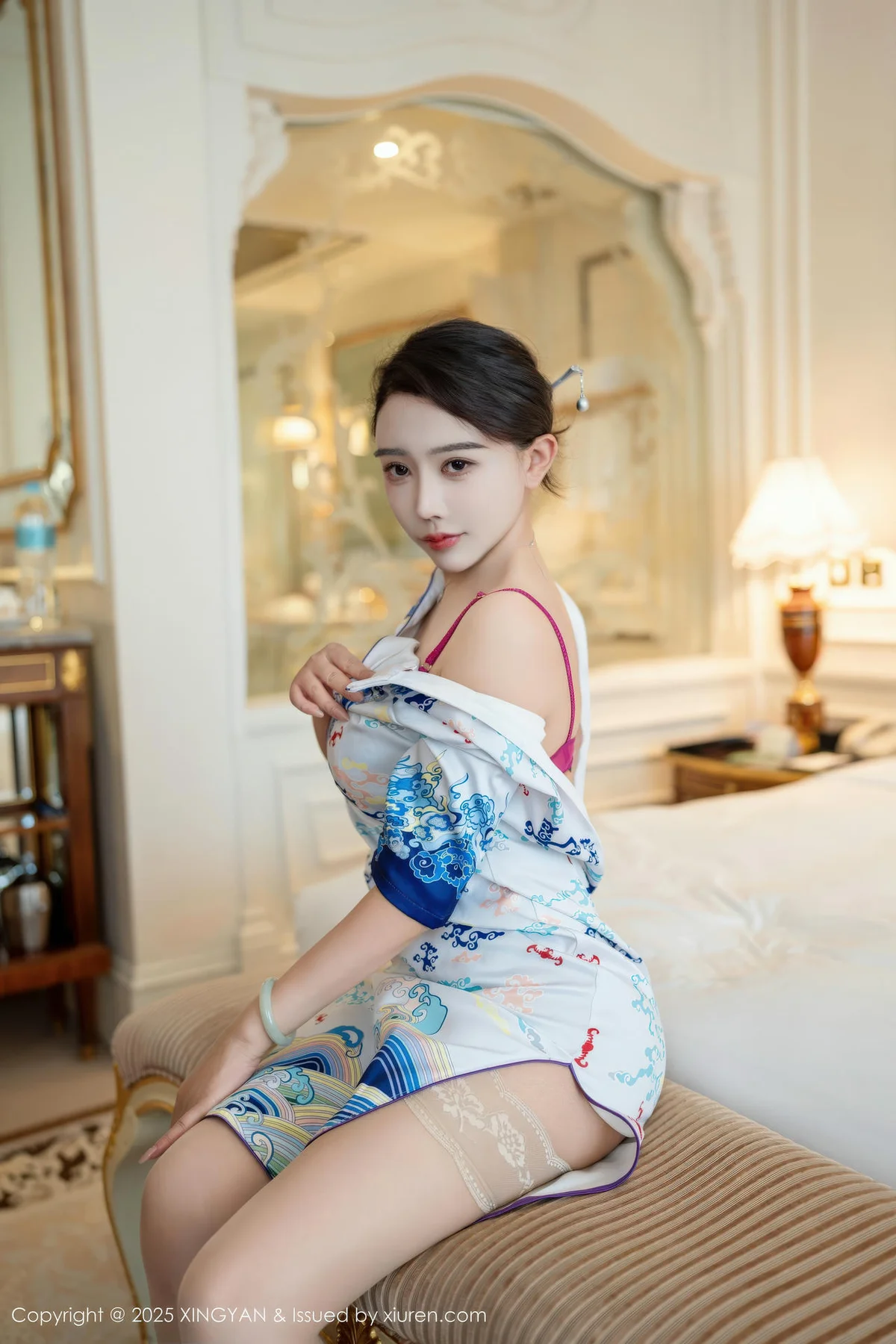 XINGYAN 星颜社 Vol.435 李若汐浅色旗袍魅惑肉丝 - 22