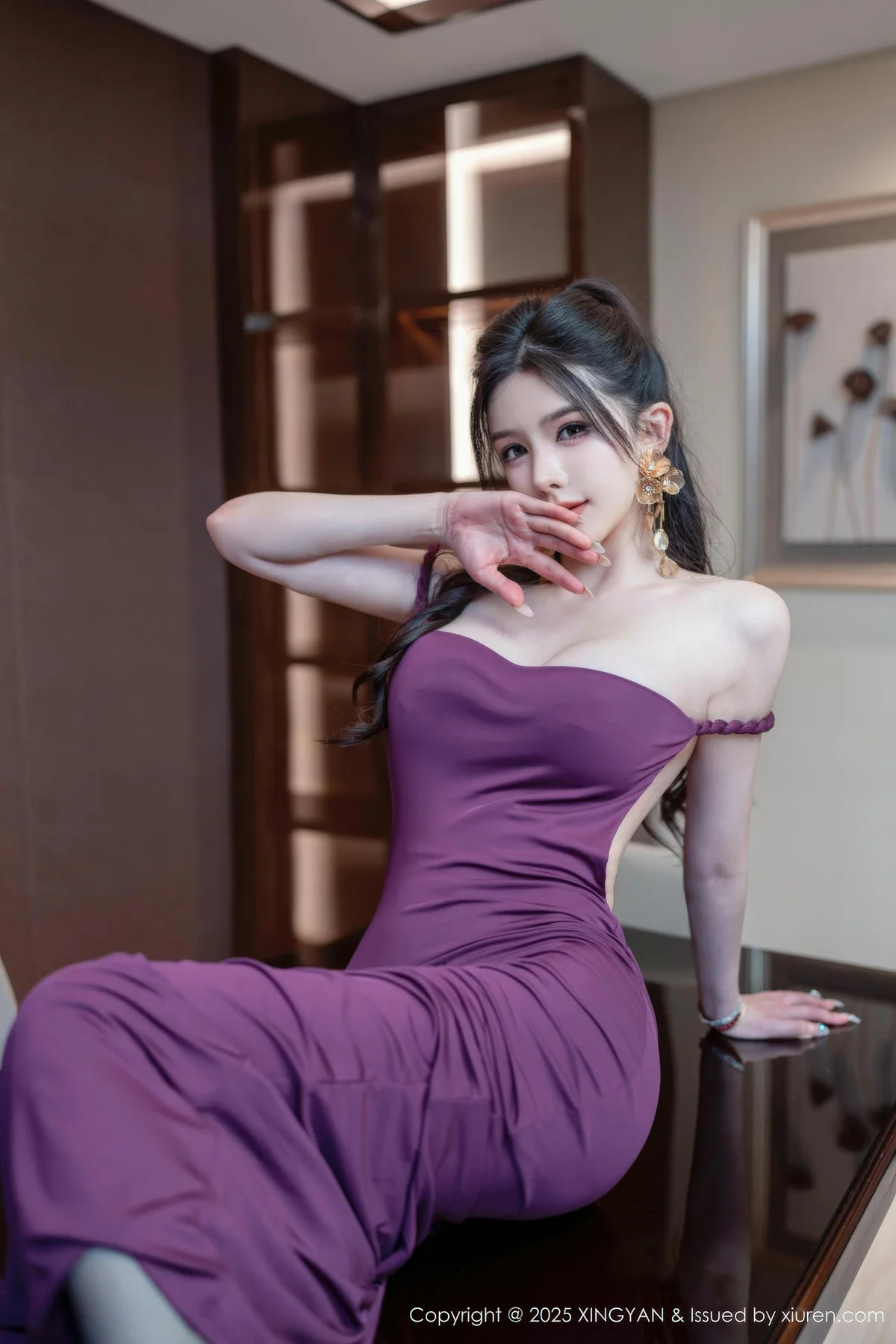 XINGYAN 星颜社 Vol.436 李丽莎 紫色连衣裙魅惑黑丝 - 3
