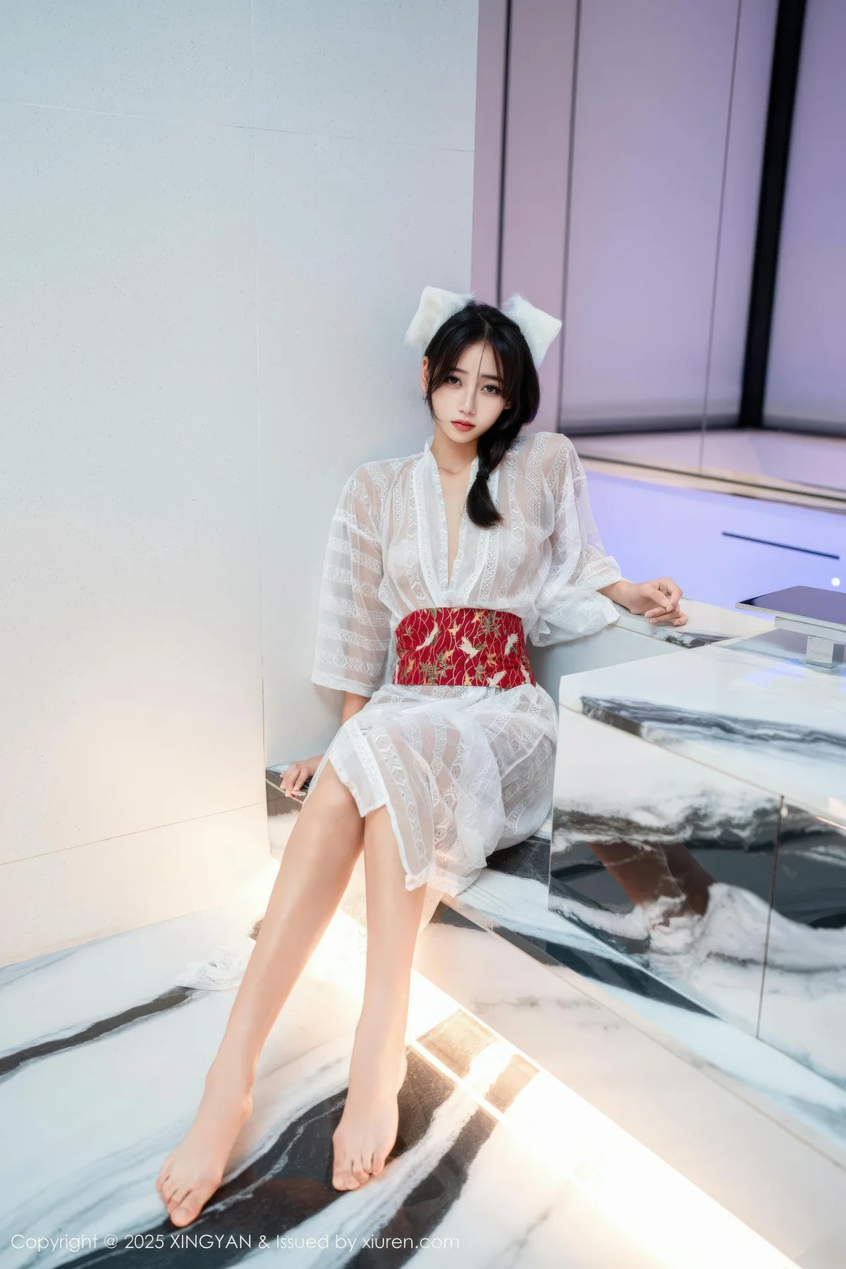 XINGYAN 星颜社 Vol.442 时安安 透视蕾丝白裙 - 18